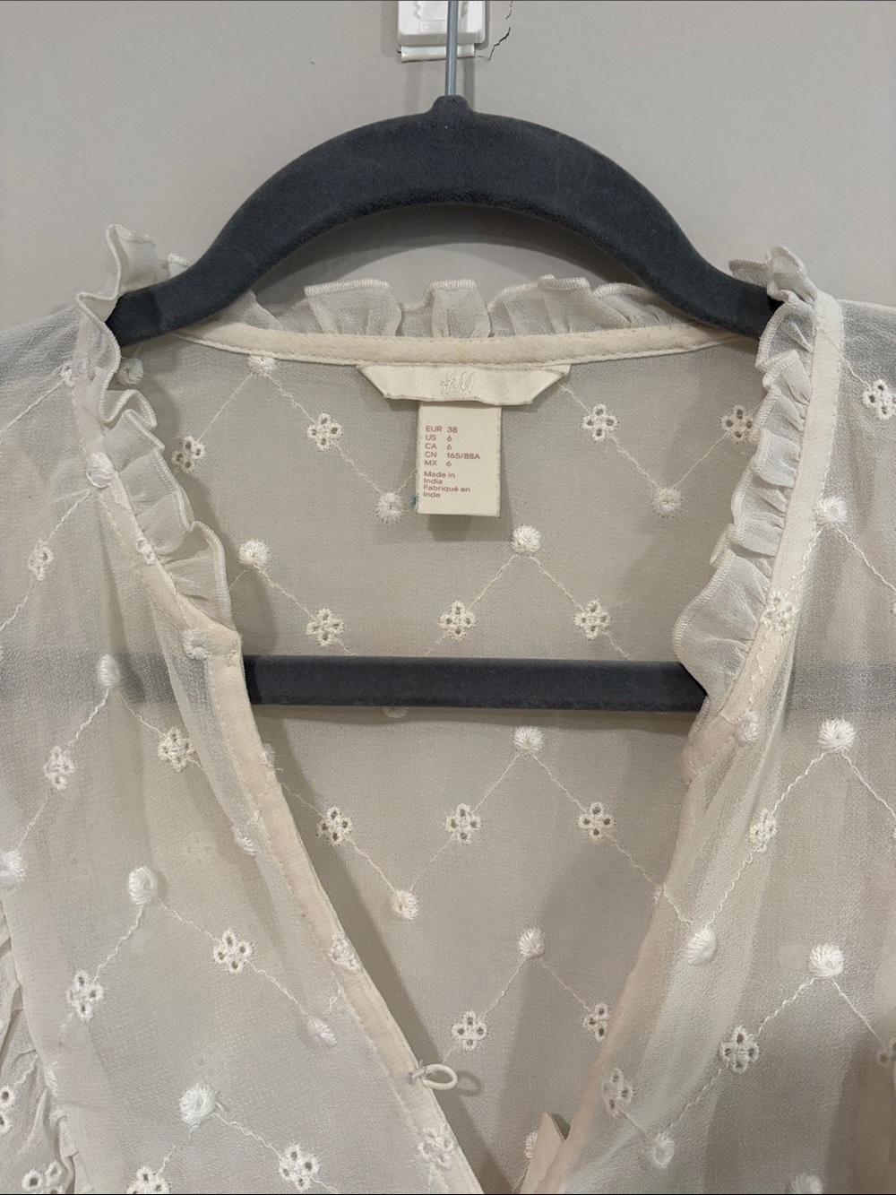 H&M Ivory Eyelet Ruffle Button-Front Blouse - Picture 5 of 6